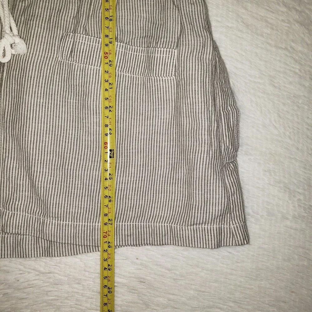 Lucky Brand Sz L Women's Linen Blend Striped Jacket Full Zip Waist Drawstring - Picture 12 of 12